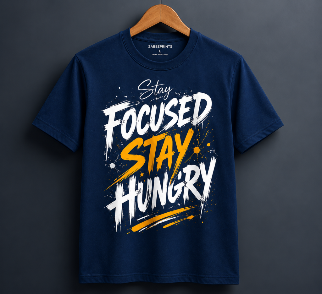 Stay Focused Stay Hungry Premium Cotton T-Shirt